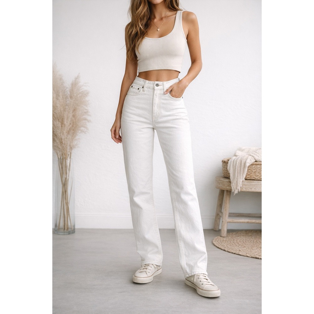 Abercrombie & Fitch White Straight Leg Jeans